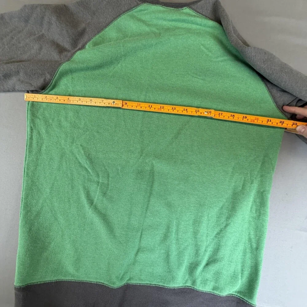 The North Face Sweatshirt Mens Medium Green Gray Fleece Crewneck Pullover Logo